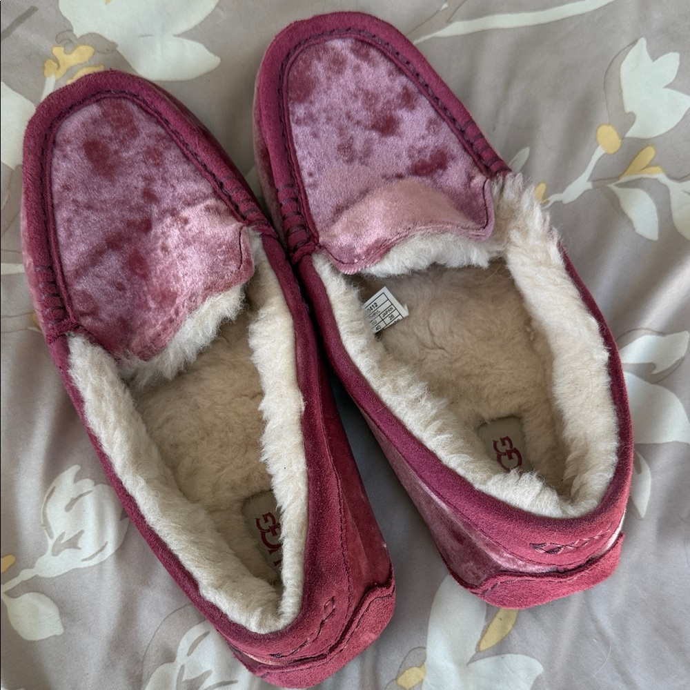 UGG Women's Plush Burgundy Slippers